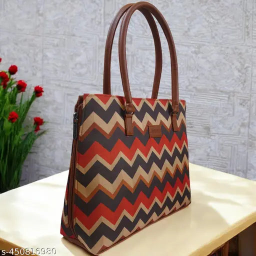 JUGNU-tan Trending Handicraft Fabric Mandala Printed Ladies Bag For Girl & Women for Office, Eco Friendly Handmade Faux Leather Brown