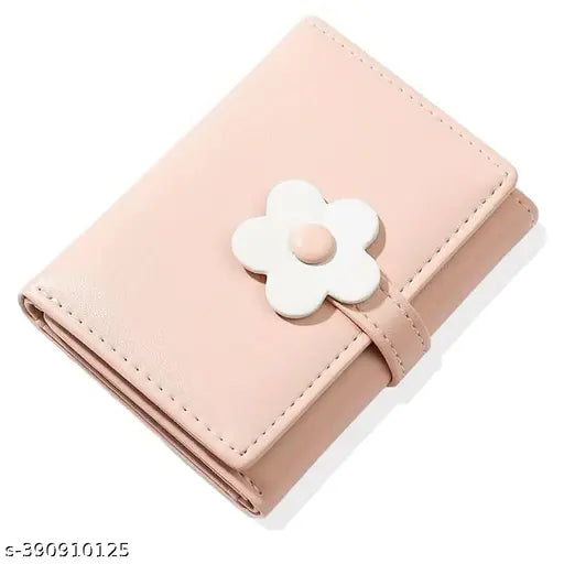 Girls Wallet Women Wallet PU Leather Card Holder Girls Wallet Cute Flower Snap Button Wallet with Lovely Heart Shaped Photo Window Gift Wallet for Girls Christmas Gift