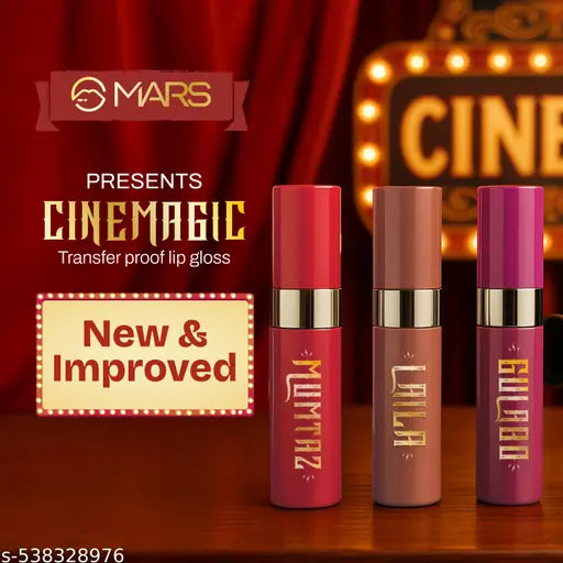 MARS Cinemagic Transfer-Proof Lip Gloss (2.4g) (07-RANI) | Intense High-Shine Color | Upto 12 hr Long-Lasting | Smudge-Proof | Lightweight | Comfortable | Doe-Foot Easy Applicator