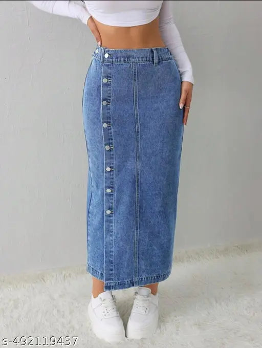 Woman High Waist Denim Skirt