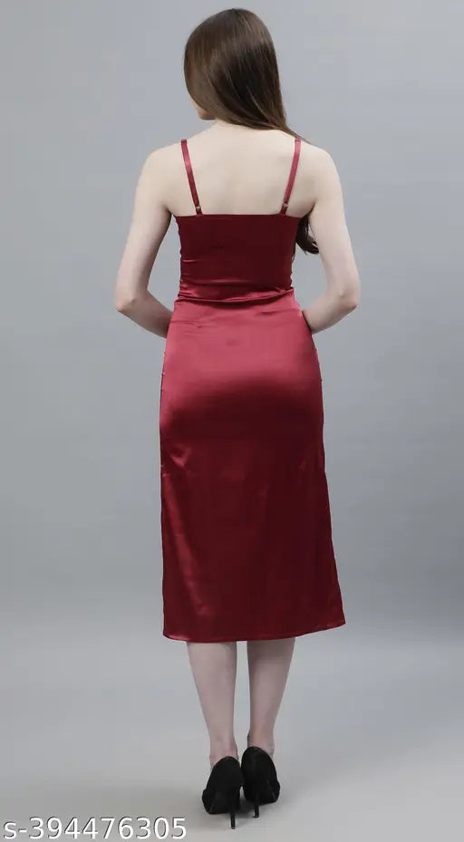 Side Slit Satin Dress