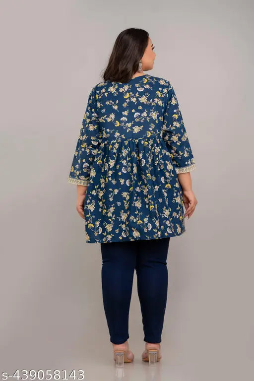 Fashion Zest Plus Size Rayon Blue Colour Short kurti