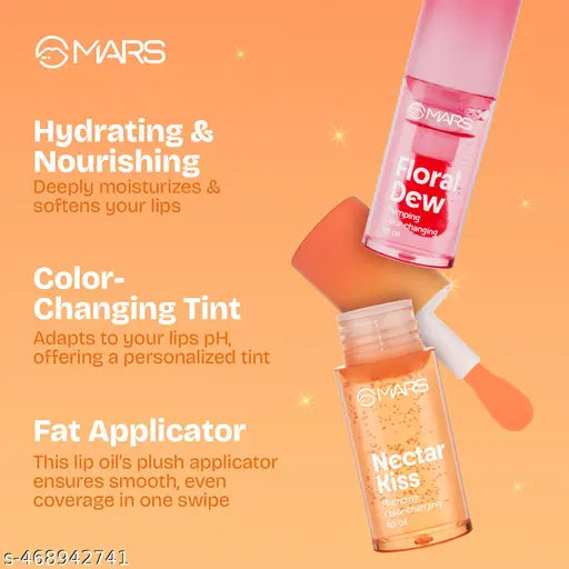 MARS Plumping Color Changing Lip Protector Oil (4.8ml) (Nector Kiss) | Enriched with Olive Fruit Oil, Jojoba Oil, Hippophae Fruit Oil