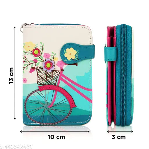 NFI essentials Small Wallet for Women, PU Leather Printed Mini Wallet for Girls, Zipper wallet, Credit Card Holder Organizer Coin Purse for Girls