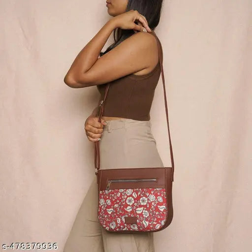 Zouk Chittoor Red Kalamkari U-Shaped Sling Bag