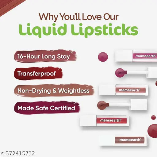 Mamaearth Feather Light Liquid Matte Lipstick pack of 4 minis (4 X 1.2 ml)