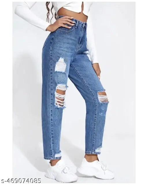 Versatile Stone Blue Colour Funky Cargo Wideleg Denims Jeans for womens, girls and ladies