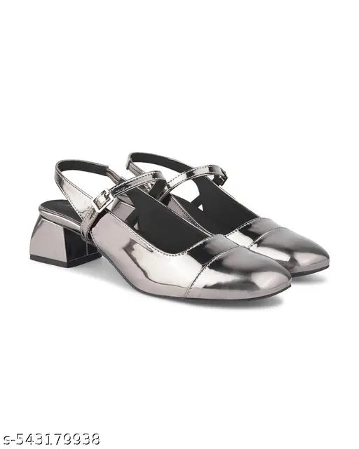 JM LOOKS Women's Block Heeled Sadnals Ankle Back Strap with Buckle Round Toe Mary Jane Shoes Cushion Footbed 2 Inch Heel for Party Looks - Grey