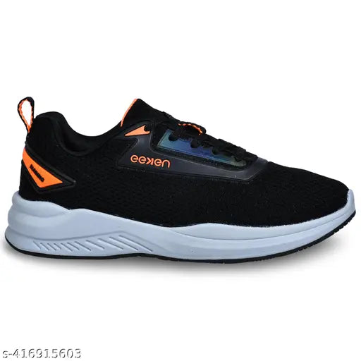 Paragon Eeken Black Lightweight Soft Cushioned Sports Shoes for Men