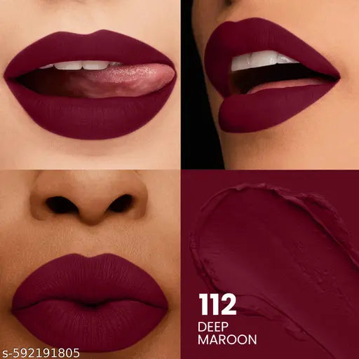 Seven Seas Velvet Shot Non Transfer Lipstick | Creamy Matte Finish | Long Lasting and Waterproof Stay Upto 24Hrs Matte Lipstick (Deep Maroon,3.5g)