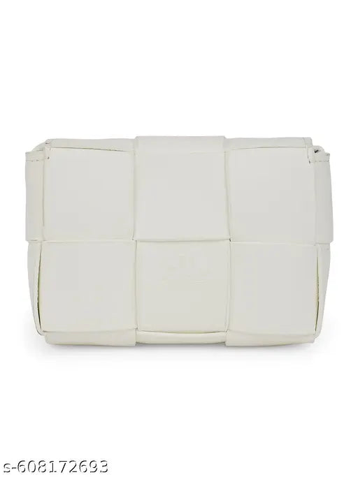 Globus Women White Allover Layered Panel Structure Small Party Sling Bag