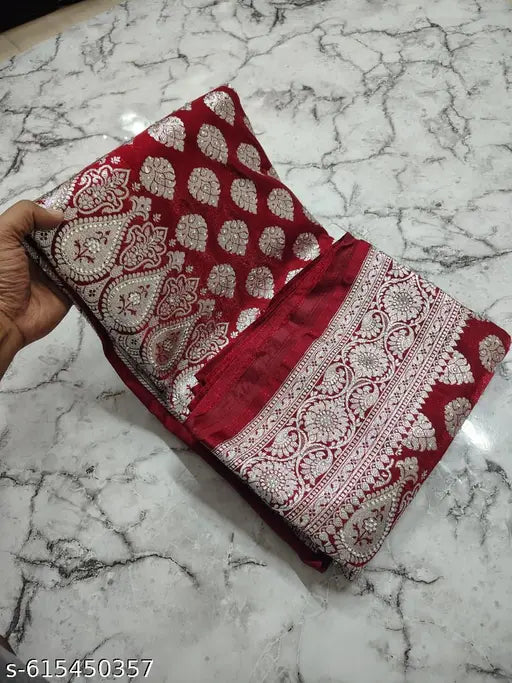 Banarasi Silk Patola Bridal Saree with Heavy Stone Work, Zari Border, Wedding Wear Elegance