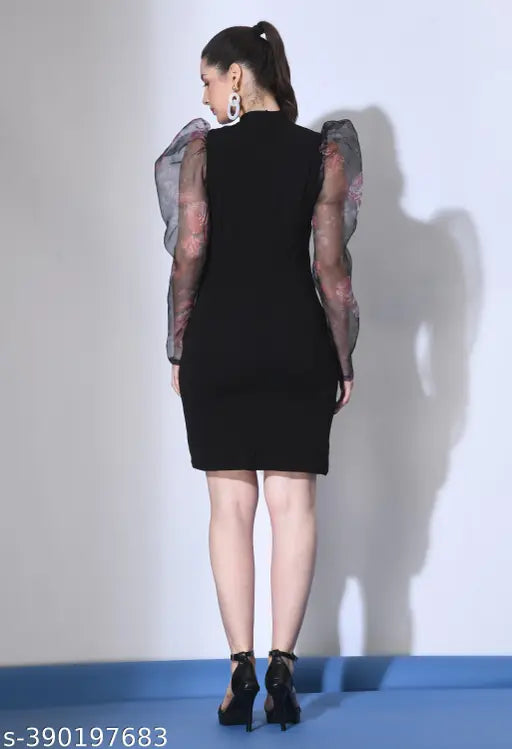 Women Bodycon Black, White Dress