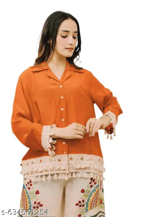 Rutaba Premium Rayon A-Cut Top With Lace Work & Digital Print Plazo Set | 5 Colour Branded Co-Ord Set for Women | Top & Plazo