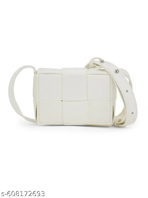 Globus Women White Allover Layered Panel Structure Small Party Sling Bag