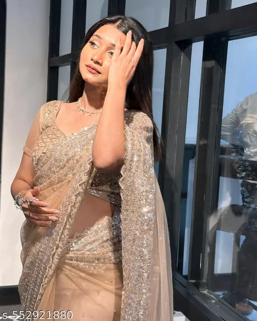 Beautiful Embroidery 5mm Sequence Work With Fancy thread work