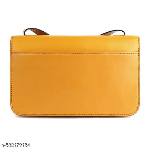 Berrylush Women Solid Yellow PU One-Handle Push Lock Embellished Shoulder/Sling Bag