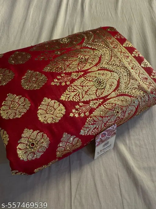 Banarasi wedding satin silk saree with stone work