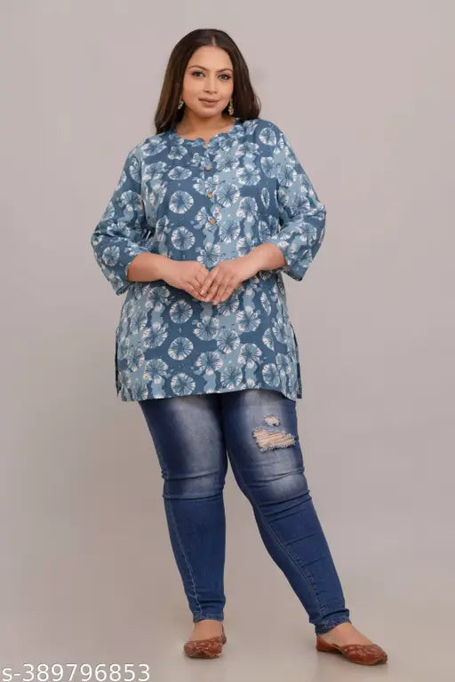 Fashion Zest Rayon Blue short Kurti