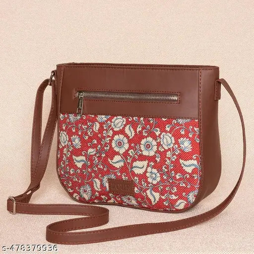 Zouk Chittoor Red Kalamkari U-Shaped Sling Bag