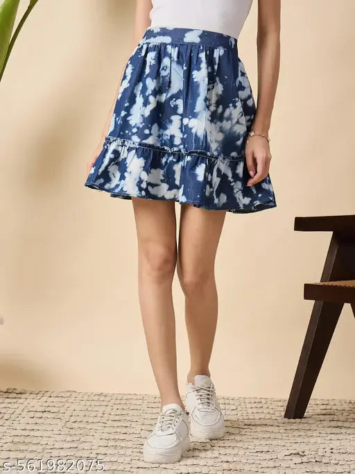 SHORT SKATER  SKIRT IN DENIM