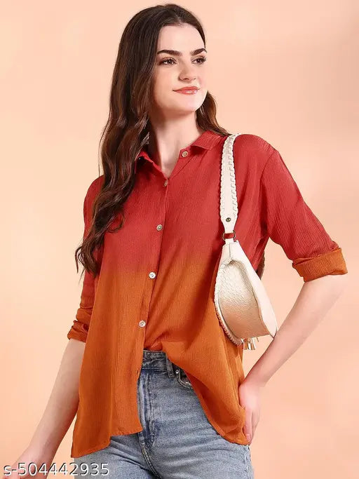 Maaesa Tie-Dye Perfection Red & Orange Collared Shirt