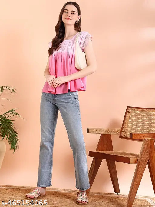 Vibrant pInk Tie-Dye Everywhere Top In Soft Rayon