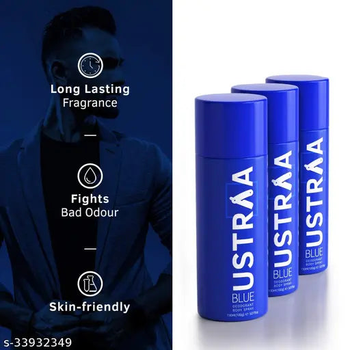 Ustraa BLUE Deodorant Body Spray, 150 ml- Set of 3