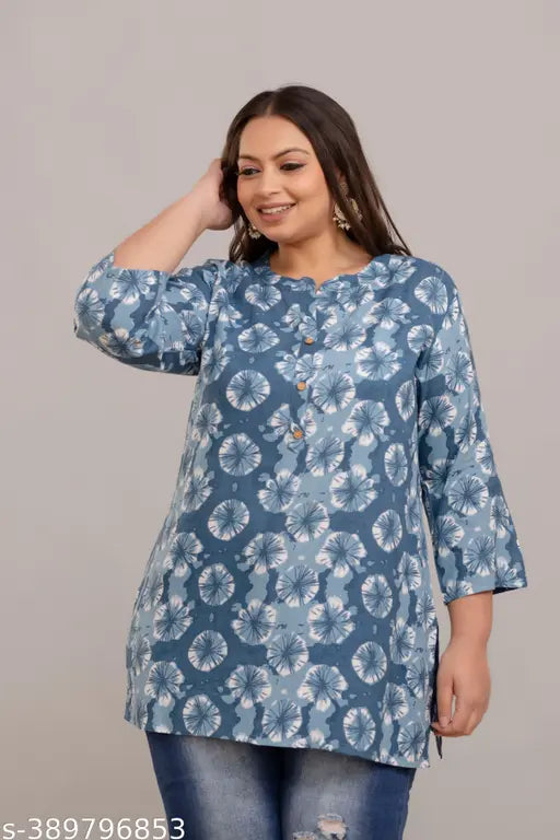 Fashion Zest Rayon Blue short Kurti