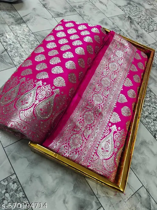 Satin Silk Rani  Patola Bridal Saree with Stone Work, Perfect for Wedding and Festive Occasions