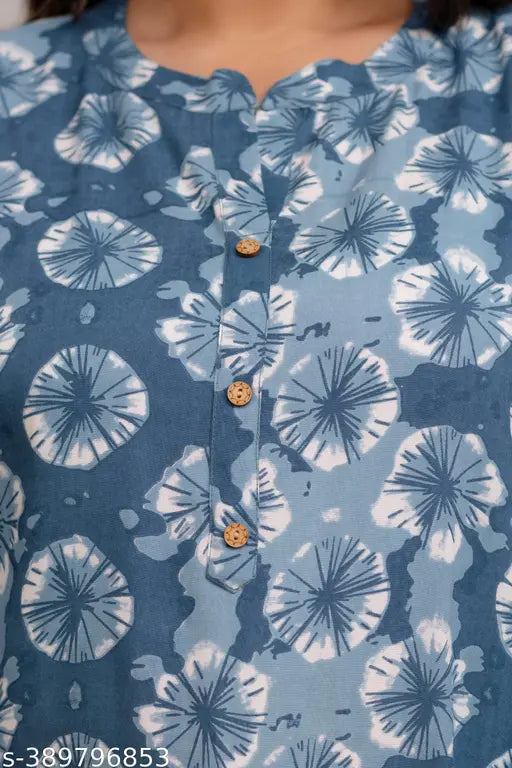 Fashion Zest Rayon Blue short Kurti