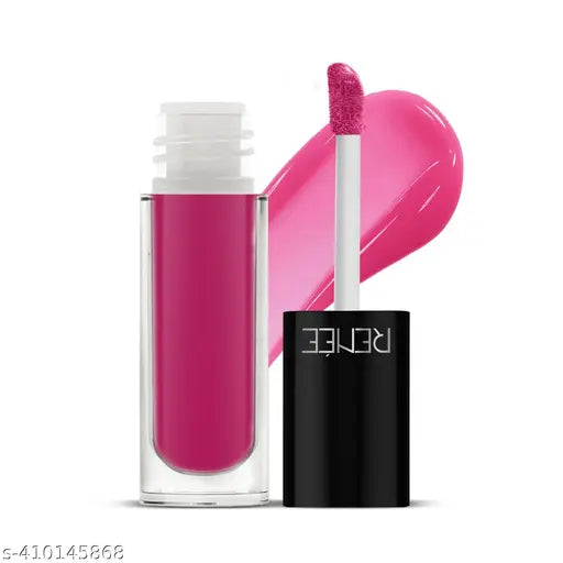 RENEE Hot Lips Pink Lip Gloss, Helps Archive Fuller, Supple & Plumped Lips with High-Glossy Shine, Hydrates & Softens, Lightweight & Non Sticky Formula, Enriched with Vitamin E, 4.5Ml