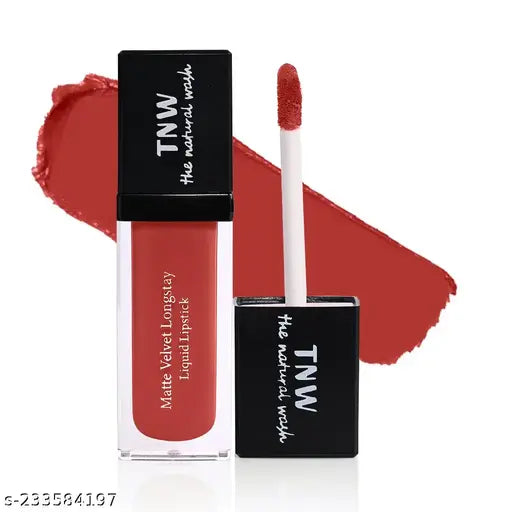 TNW-The Natural Wash Matte Velvet Longstay Liquid Lipstick with Macadamia Oil and Argan Oil - 02 | Transferproof | Pigmented | Spicy Coral | Coral Nude