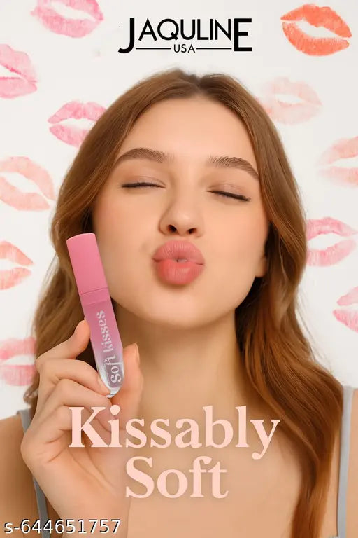 JAQULINE USA Soft Kisses Matte Finish Lipstick | Long-Lasting Color | Silky-Smooth Texture | Enriched with Vitamin E & Hyaluronic Acid - Ruby Rush 05, 4ml