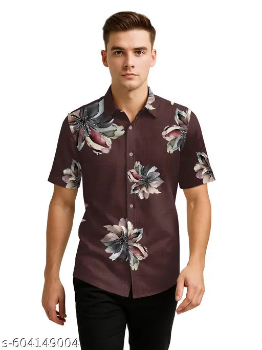 BULLMER Trendy Regular Fit Cotton Blend Printed Casual Half Sleeve Shirt for Men | Stylish Mens Casual Shirts | Shirts for Men