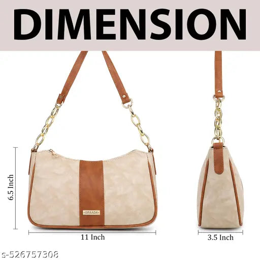 GRAADA Synthetic Leather Stylish Fancy Design Shoulder Crossbody Purse College Handbag For Women