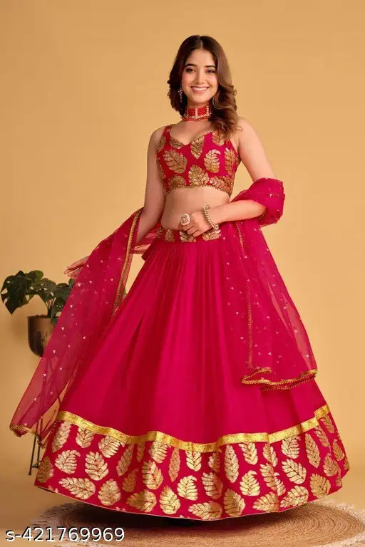 Ethnic Yard Georgette Party Wear Pink Lehenga Choli