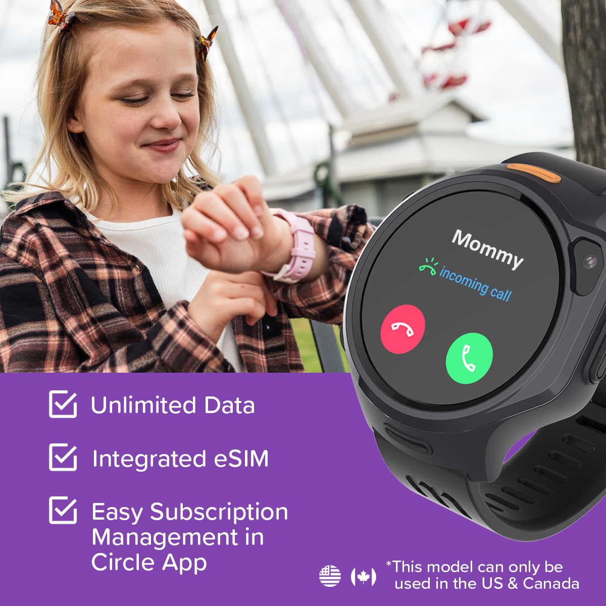 myFirst Fone R2 (Upgraded, for USA & Canada Only) Smartwatch Phone for Kids with eSIM Music Player Video Voice Call Messaging Gift for 5-12 Years Old Boys Girls (Cotton Candy Mix) SaumyasStore