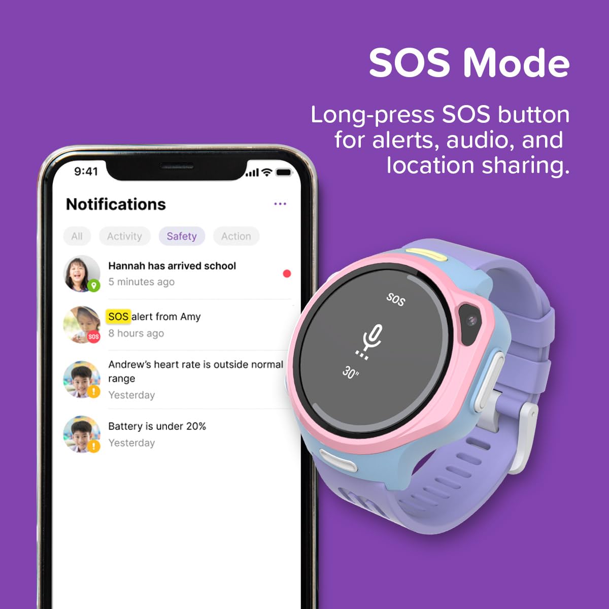 myFirst Fone R2 (Upgraded, for USA & Canada Only) Smartwatch Phone for Kids with eSIM Music Player Video Voice Call Messaging Gift for 5-12 Years Old Boys Girls (Cotton Candy Mix) SaumyasStore