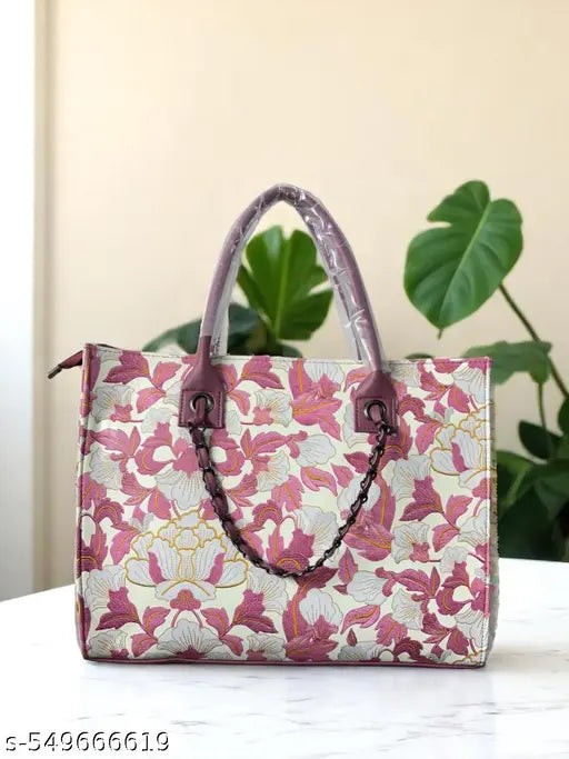 Premium Flower Printed PU Leather Handbag for casual, office, or evening outings