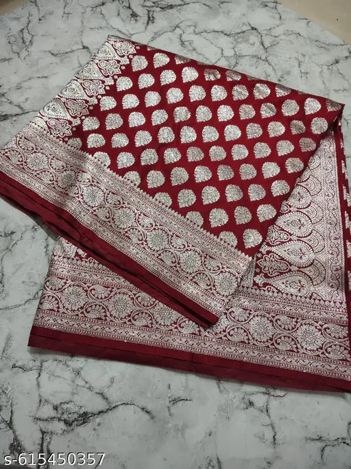 Banarasi Silk Patola Bridal Saree with Heavy Stone Work, Zari Border, Wedding Wear Elegance