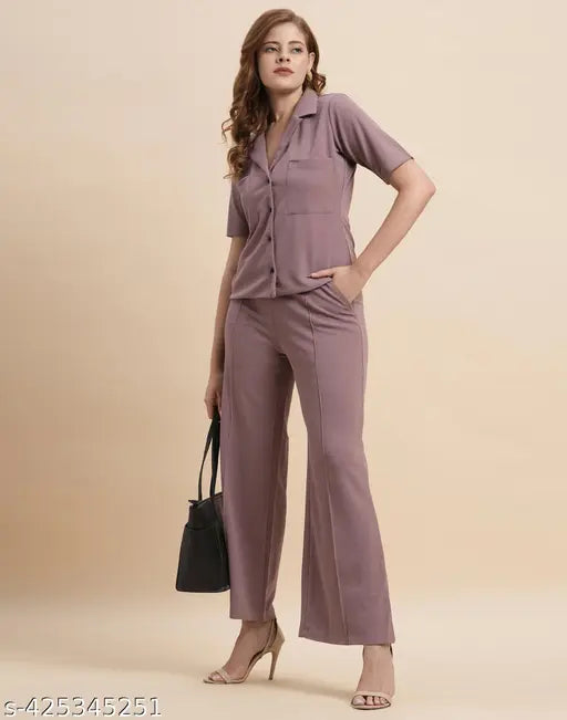 SELVIA Women's Round Neck Top & Bottom Sets