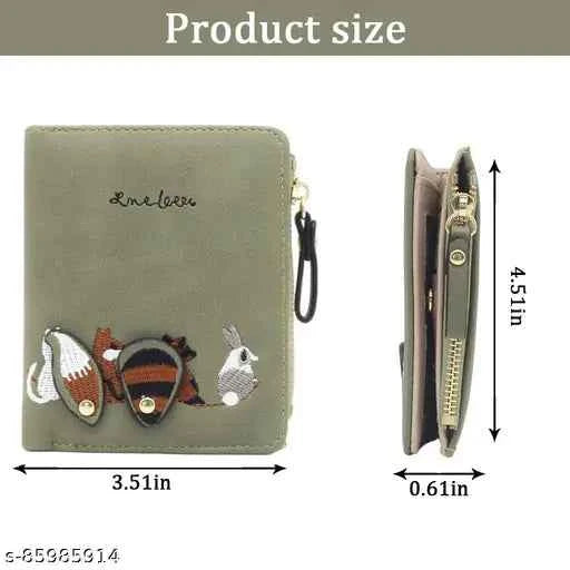 Wallets for Women Stylish Cute Mini Animals Embroidery Short Wallet Card Holder Gift for Girls