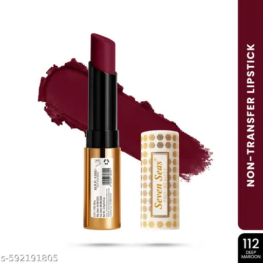 Seven Seas Velvet Shot Non Transfer Lipstick | Creamy Matte Finish | Long Lasting and Waterproof Stay Upto 24Hrs Matte Lipstick (Deep Maroon,3.5g)