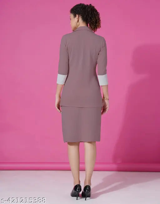 SELVIA Women's Lapel Collar Top & Bottom Sets