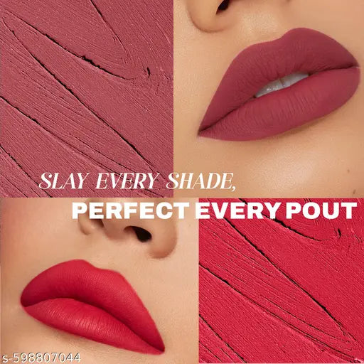 Beauty Berry Pout Perfection Long Lasting Transfer Proof Matte Lipstick for Women (Iconic Red, 3.8g)