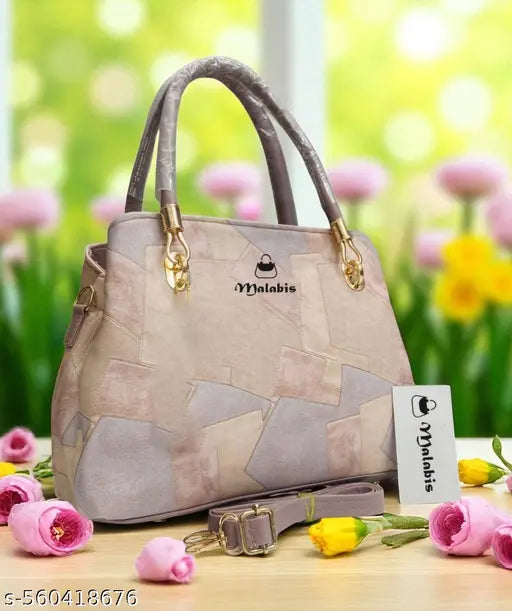 Stylish Pink Colorblock PU Leather Handbag for Women | Shoulder & Tote Bag