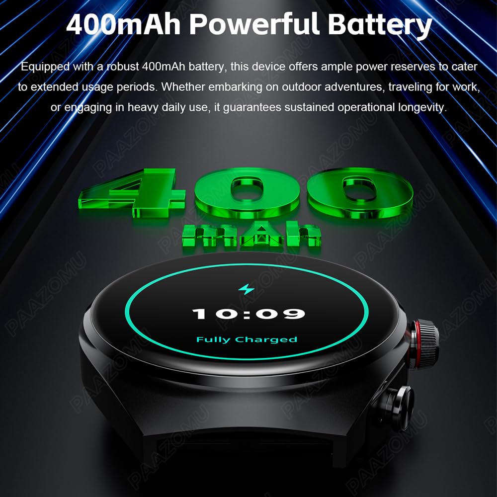 paazomu Smart Watch with Wireless Earbuds, Bluetooth Call Watches for Men 1.53" Steel Material Ultra-Thin Body 9D Sound Effects,Fitness Tracker Sports Watch, Compatible iPhone Android (95 Black) SaumyasStore