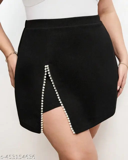 Addyvero Women Lace Party wear Black Skorts