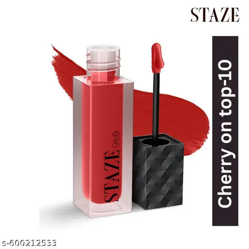 Staze 9to9 Lips Don't Lie Liquid Lipstick | Matte + Transfer-proof,10 Cherry on top | 4 ml